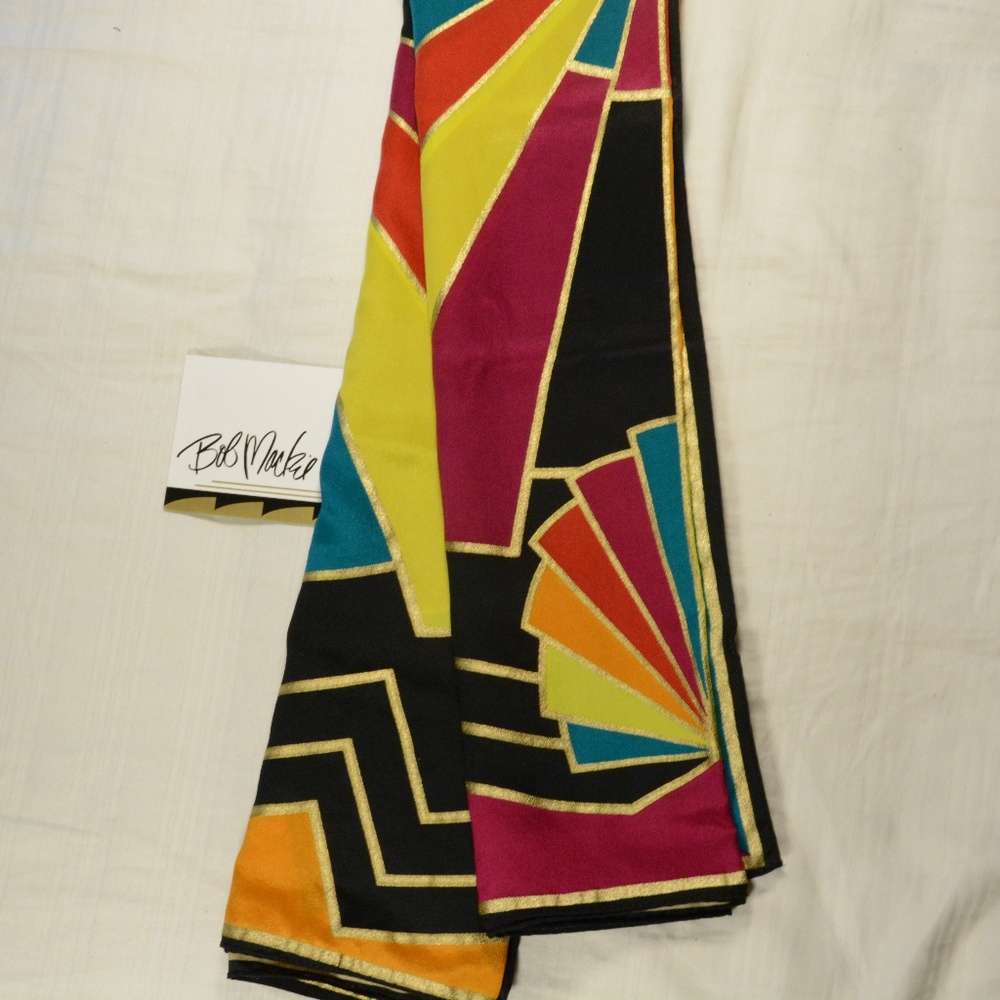 Bob Mackie Art Deco Inspired 100% Silk Scarf